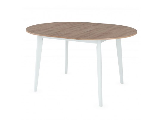 Стол Oslo круглый раскладной 110-140x110x76см, Дуб Навара, белый в Каменске-Уральском