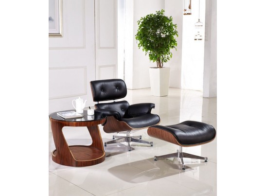 Кресло EAMES LOUNGE CHAIR и оттоманка EAMES LOUNGE CHAIR чёрные в Каменске-Уральском