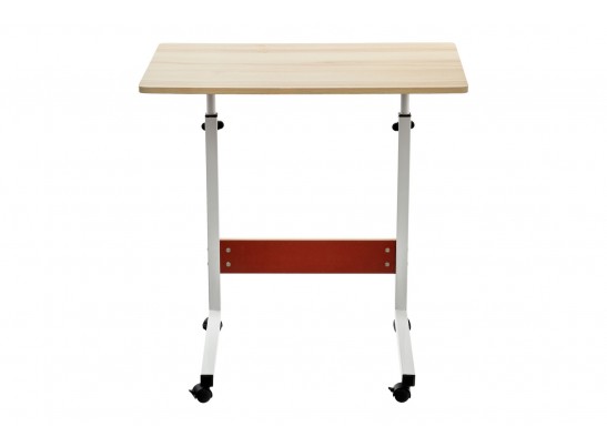 Стол многофункциональный на колесах, 60x40 см, «РОЛЛ», 2 ножки, регул.высота, мдф, металл, св. дерево, белый в Каменске-Уральском