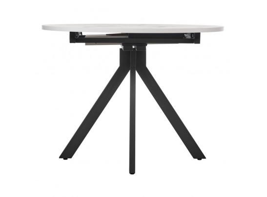 Стол Rudolf круглый раскладной 100-130x100x75см, белый мрамор, чёрный в Каменске-Уральском