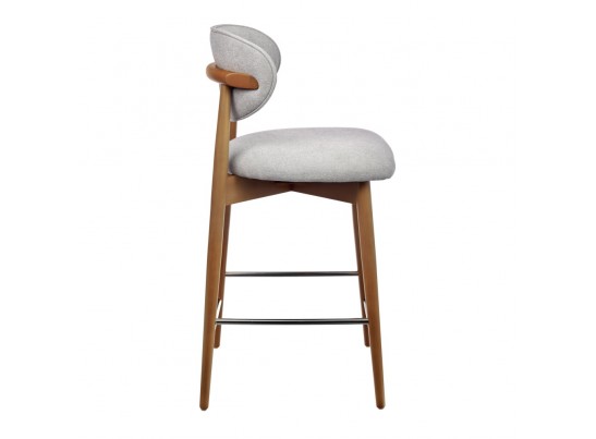 Стул полубарный Lucas 3 серый букле с ножками цвета орех в Каменске-Уральском