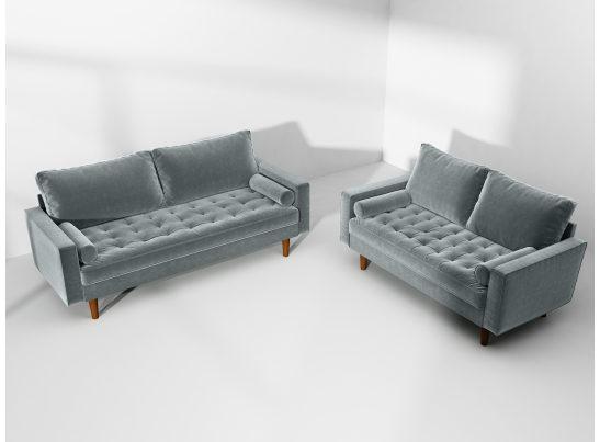 Диван Scott трехместный серо-голубой в Каменске-Уральском