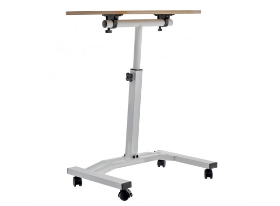 Стол многофункциональный на колёсах, 48x40 см, «РОЛЕТ», 1 ножка, регул.высота, мдф, металл, св. дерево, белый в Каменске-Уральском