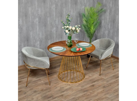 Стул-полукресло Martin серый шенилл с золотыми ножками в Каменске-Уральском