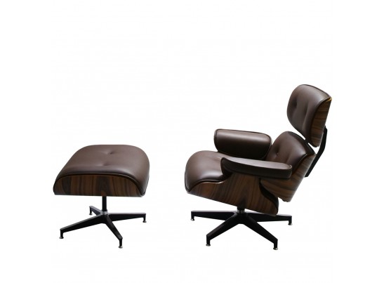 Кресло EAMES LOUNGE CHAIR и оттоманка EAMES LOUNGE CHAIR коричневые в Каменске-Уральском