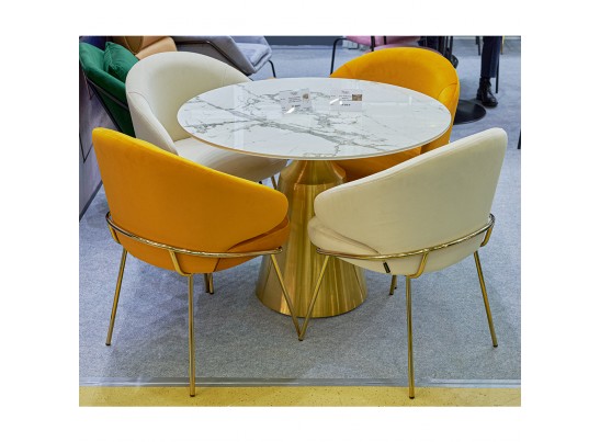 Стул-полукресло Emil бежевый с золотыми ножками в Каменске-Уральском