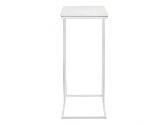 Придиванный столик Loft 50x30см, белый мрамор с белыми ножками в Каменске-Уральском