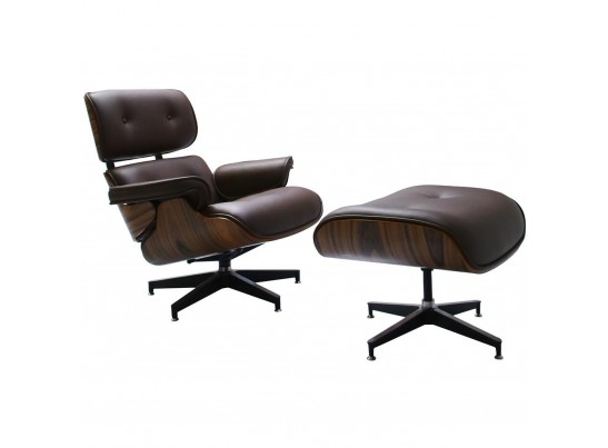 Кресло EAMES LOUNGE CHAIR и оттоманка EAMES LOUNGE CHAIR коричневые в Каменске-Уральском