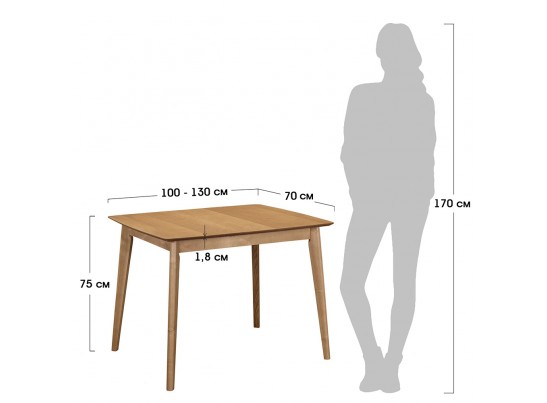 Стол Oslo раскладной 100-130x70x75см, Бетон Лайт структурный, чёрный в Каменске-Уральском