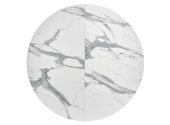 Стол Rudolf круглый раскладной 100-130x100x75см, белый мрамор, чёрный в Каменске-Уральском