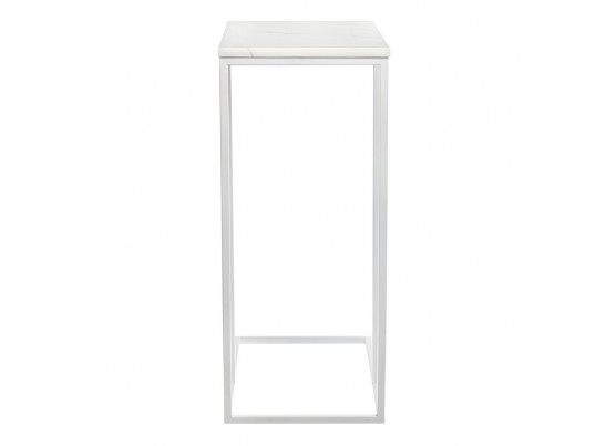 Придиванный столик Loft 50x30см, белый мрамор с белыми ножками в Каменске-Уральском
