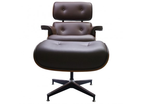 Кресло EAMES LOUNGE CHAIR и оттоманка EAMES LOUNGE CHAIR коричневые в Каменске-Уральском