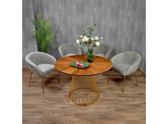 Стул-полукресло Martin серый шенилл с золотыми ножками в Каменске-Уральском