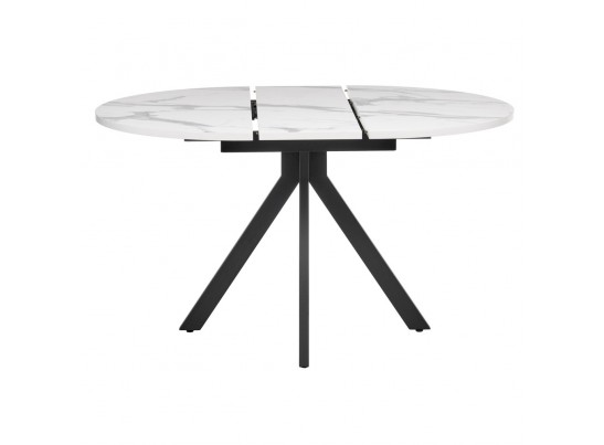 Стол Rudolf круглый раскладной 100-130x100x75см, белый мрамор, чёрный в Каменске-Уральском