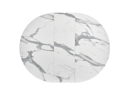 Стол Rudolf круглый раскладной 100-130x100x75см, белый мрамор, чёрный в Каменске-Уральском