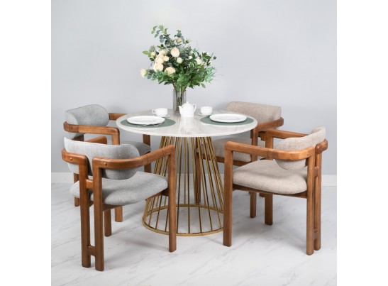 Стул Rich рогожка бежево-голубая с ножками цвета орех в Каменске-Уральском