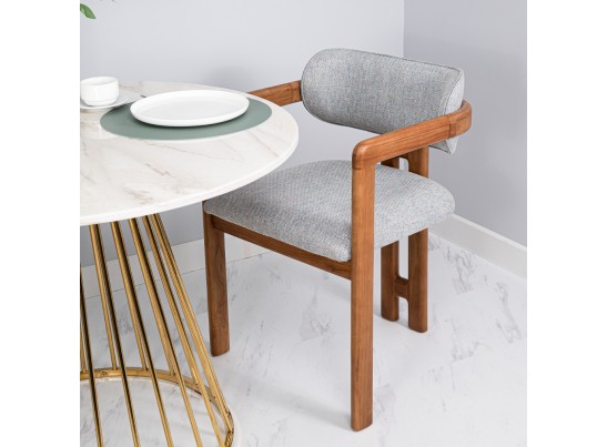 Стул Rich рогожка бежево-голубая с ножками цвета орех в Каменске-Уральском