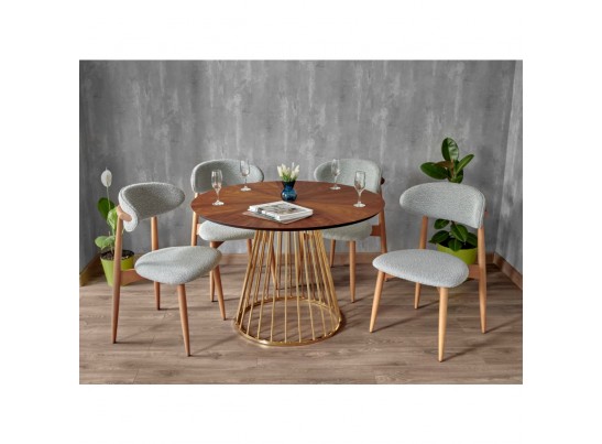 Стул Lucas светло-серый букле с ножками цвета орех в Каменске-Уральском