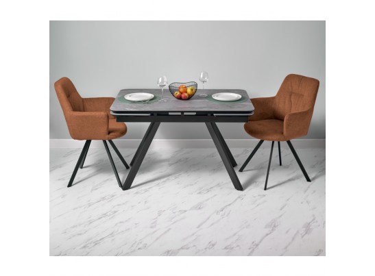 Стол Arthur раскладной 120-184x80x75см, керамогранит серый мрамор Greys Grey, чёрный в Каменске-Уральском