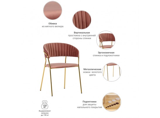 Комплект из 2-х стульев Turin пудровый с золотыми ножками в Каменске-Уральском