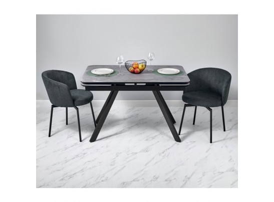 Стол Arthur раскладной 120-184x80x75см, керамогранит серый мрамор Greys Grey, чёрный в Каменске-Уральском