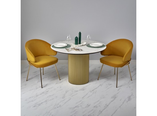 Стол Aura D110, керамогранит Ravena Natural, золотой в Каменске-Уральском