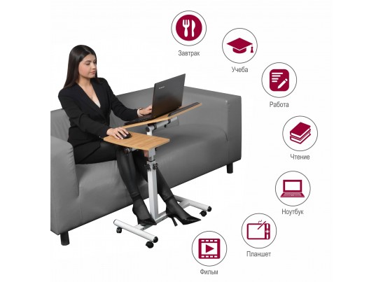 Стол многофункциональный Palma 60x40x62-96см, светлое дерево, белый в Каменске-Уральском