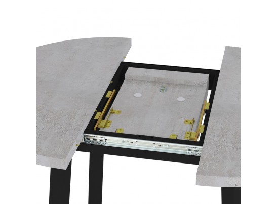 Стол Next круглый раскладной 90-120x90x76,5см, Бетон Лайт, чёрный в Каменске-Уральском