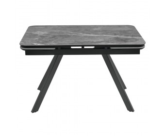 Стол Arthur раскладной 120-184x80x75см, керамогранит серый мрамор Greys Grey, чёрный