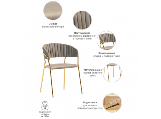 Стул Turin латте с золотыми ножками в Каменске-Уральском