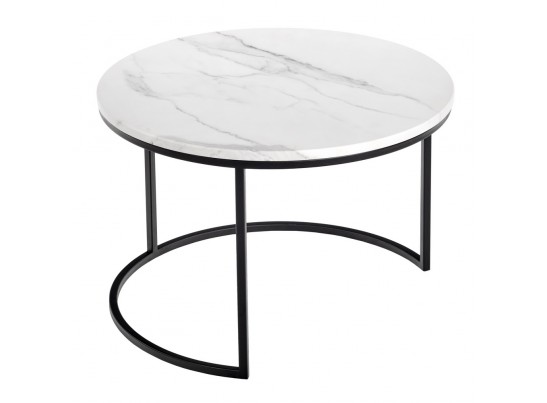 Набор кофейных столиков Tango белый мрамор с чёрными ножками, 2шт в Каменске-Уральском