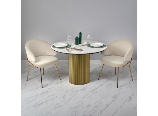 Стол Aura D110, керамогранит Ravena Natural, золотой в Каменске-Уральском