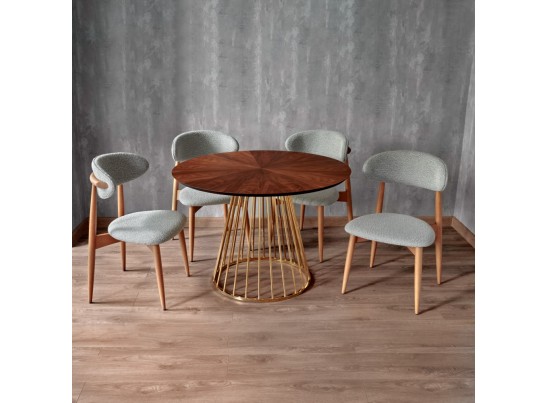 Стул Lucas светло-серый букле с ножками цвета орех в Каменске-Уральском