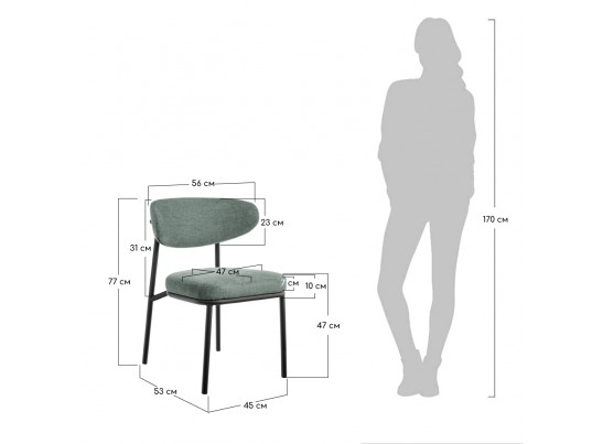 Стул Lucas 2 шалфей шенилл с чёрными ножками в Каменске-Уральском