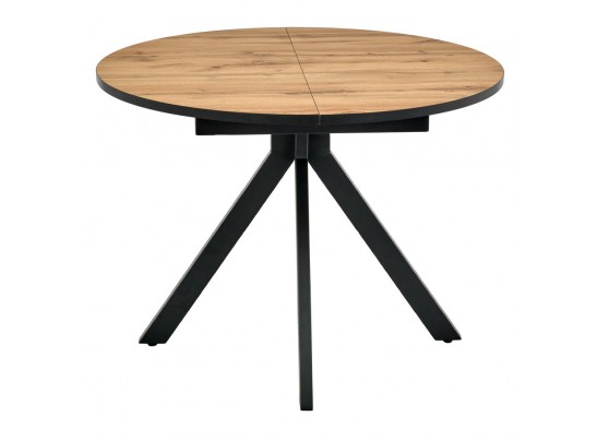 Стол Rudolf круглый раскладной 100-130x100x75см, Дуб Вотан, чёрный в Каменске-Уральском