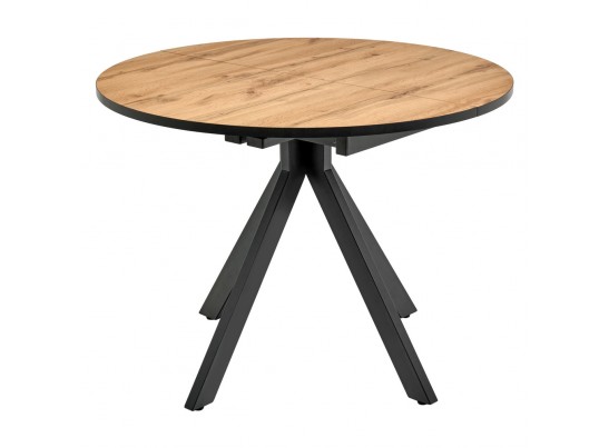 Стол Rudolf круглый раскладной 100-130x100x75см, Дуб Вотан, чёрный в Каменске-Уральском