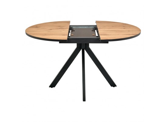 Стол Rudolf круглый раскладной 100-130x100x75см, Дуб Вотан, чёрный в Каменске-Уральском