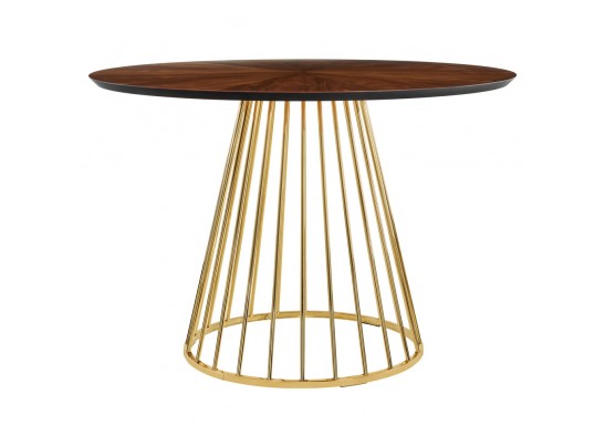 Стол Liverpool диам.110см, шпон орех лучевой набор, с золотистыми ножками в Каменске-Уральском