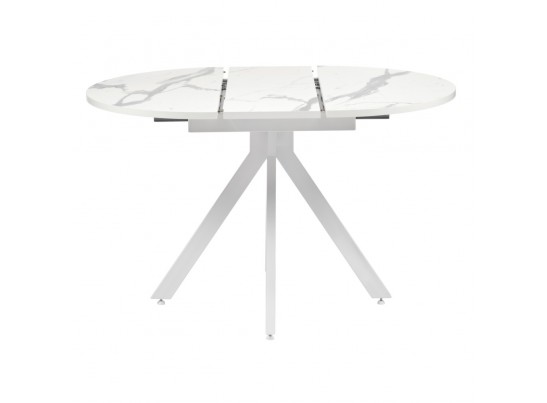 Стол Rudolf круглый раскладной 90-120x90x75см, белый мрамор, белый в Каменске-Уральском