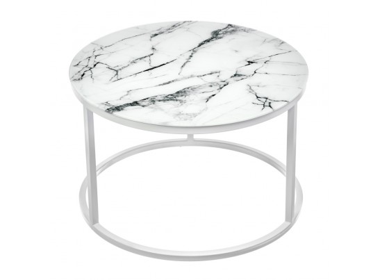 Набор кофейных столиков Tango белый мрамор с белыми ножками в Каменске-Уральском