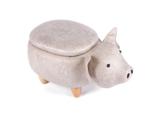 Пуф Поросенок с отсеком для хранения французский серый в Каменске-Уральском