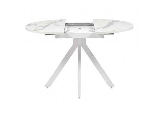 Стол Rudolf круглый раскладной 90-120x90x75см, белый мрамор, белый в Каменске-Уральском