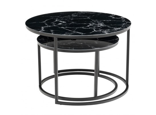 Набор кофейных столиков Tango чёрный мрамор с чёрными ножками, 2шт в Каменске-Уральском