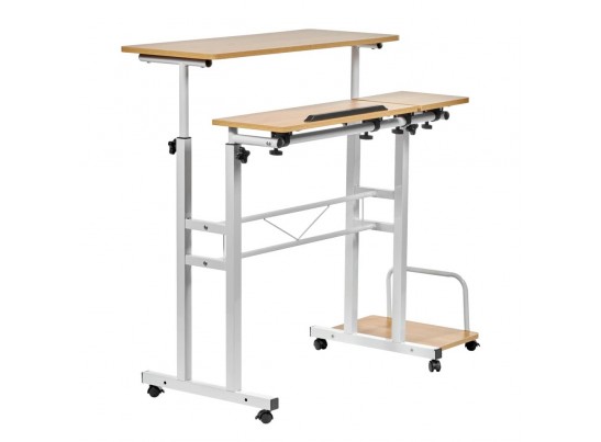 Стол многофункциональный Shuttle 80х58х80-130см, светлое дерево, белый в Каменске-Уральском