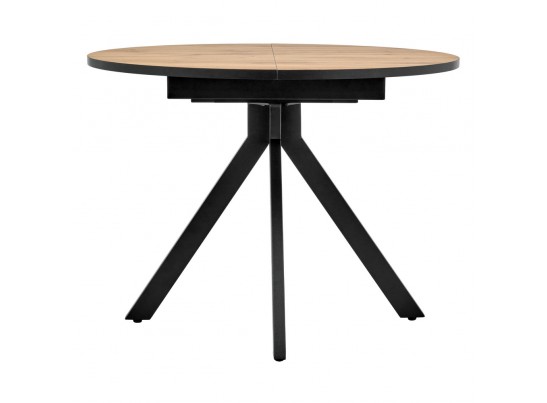 Стол Rudolf круглый раскладной 100-130x100x75см, Дуб Вотан, чёрный в Каменске-Уральском