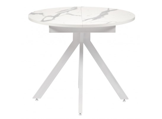 Стол Rudolf круглый раскладной 90-120x90x75см, белый мрамор, белый в Каменске-Уральском