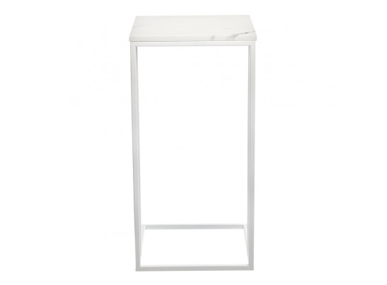 Придиванный столик Loft 35x35см, белый мрамор с белыми ножками в Каменске-Уральском