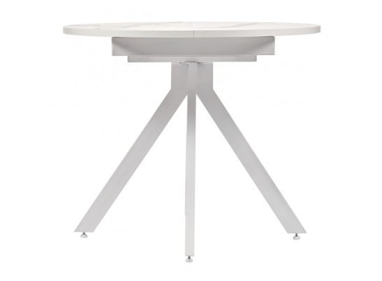 Стол Rudolf круглый раскладной 90-120x90x75см, белый мрамор, белый в Каменске-Уральском