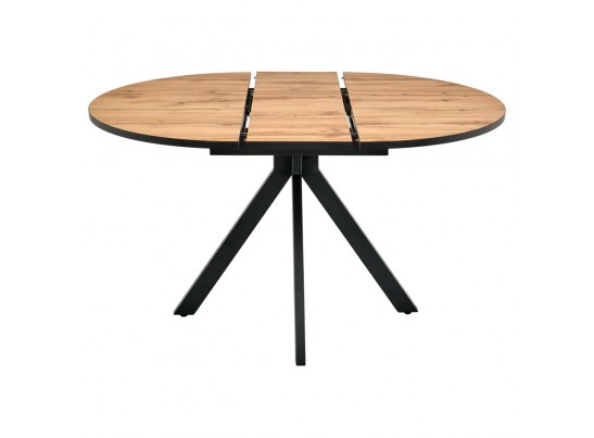 Стол Rudolf круглый раскладной 100-130x100x75см, Дуб Вотан, чёрный в Каменске-Уральском