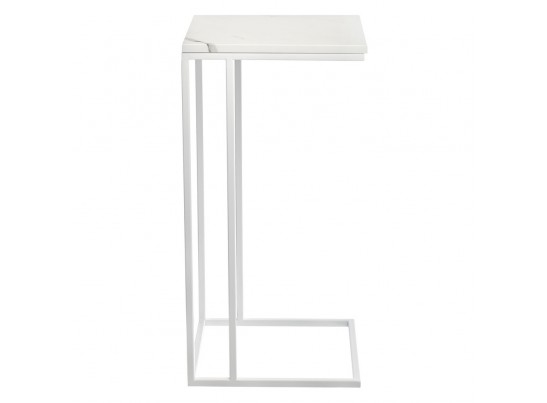 Придиванный столик Loft 35x35см, белый мрамор с белыми ножками в Каменске-Уральском